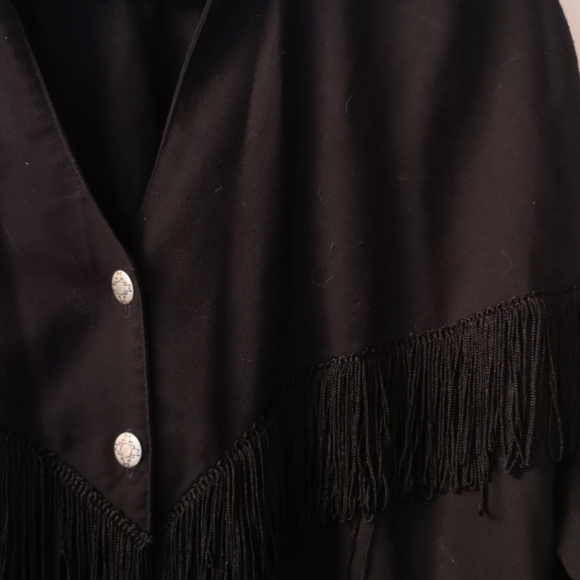 Fringe Western black button blouse XK